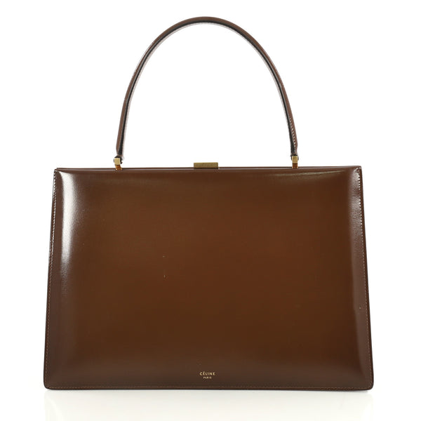 Celine Clasp Top Handle Bag Leather Medium 43891