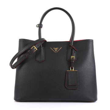 Prada Cuir Double Tote Saffiano Leather Medium Black 438942