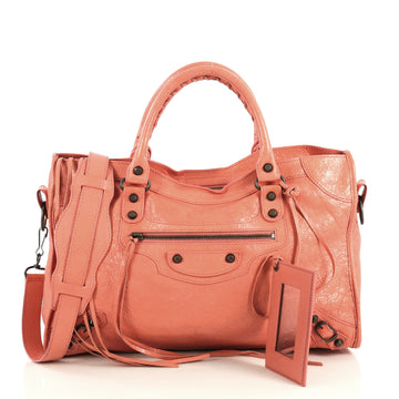 Balenciaga City Classic Studs Bag Leather Medium Pink 4393012