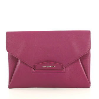 Givenchy Antigona Envelope Clutch Leather Medium Purple 4393029