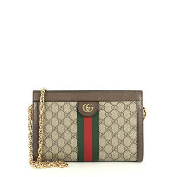 Gucci Ophidia Chain Shoulder Bag GG Coated Canvas Small Neutral 439341