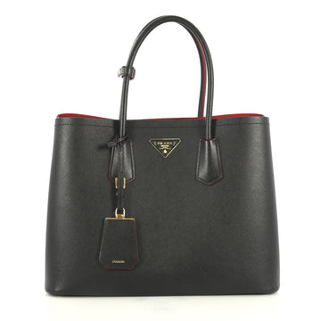 Prada Cuir Double Tote Saffiano Leather Large Black 439611