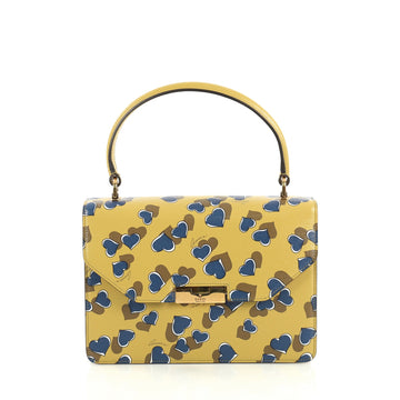 Gucci Heartbeat Top Handle Bag Printed Leather Blue 439831