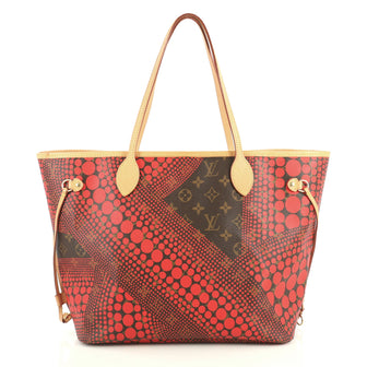 Louis Vuitton Neverfull Tote Limited Edition Kusama Waves Monogram Canvas MM Red 439911