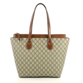 Gucci Linea A Zip Tote GG Coated Canvas Medium Brown 440031