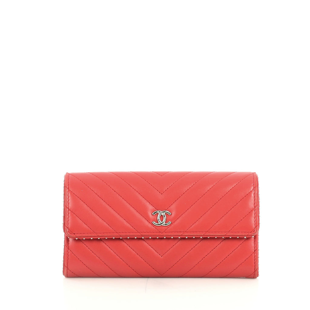 Chanel Women's Long Flap Chevron Leather Wallet