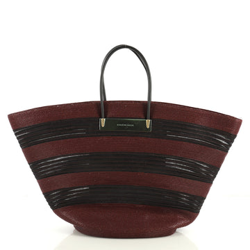 Balenciaga Cable Basket Bag Raffia Maxi Black 4401316