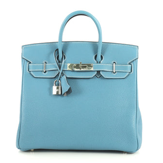 Hermes HAC Birkin Bag Blue Togo with Palladium Hardware 28 Blue 4401327
