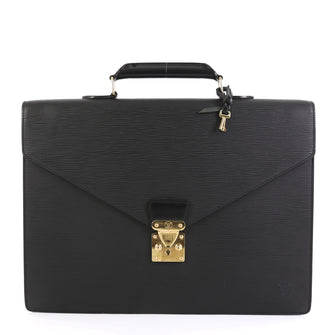 Louis Vuitton Serviette Ambassadeur Handbag Epi Leather Black 4401335