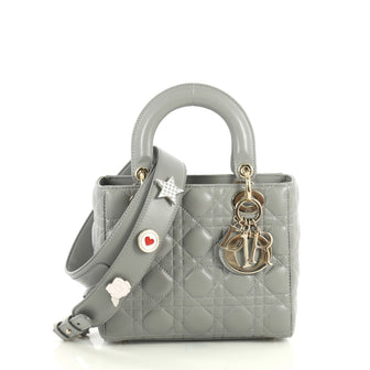 Christian Dior My Lady Dior Bag Cannage Quilt Lambskin Gray 4401337