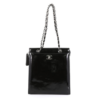 Chanel Vintage CC Chain Tote Patent Small Black 4401346