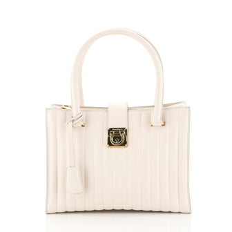Salvatore Ferragamo Juliette Tote Vertical Quilted Lambskin Small Neutral 4401351
