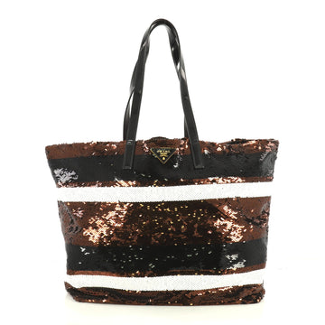 Prada Open Tote Sequins Large Black 4401354