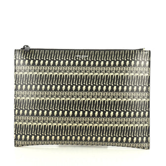 Saint Laurent Zip Pouch Printed Leather Medium Black 4401365