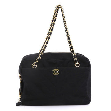 Chanel Vintage Pocket Camera Bag Chevron Jersey Medium Black 4401367