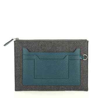 Hermes Toodoo Pouch Epsom and Wool 29 Blue 4401379