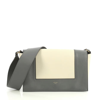 Celine Frame Shoulder Bag Leather Medium White 4401388