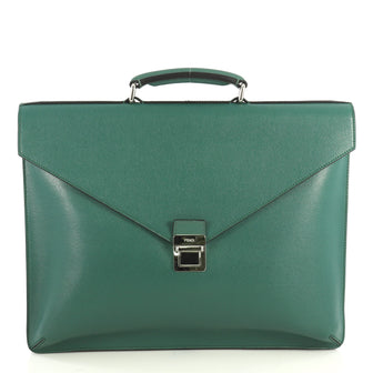 Fendi Pushlock Briefcase Leather Large Green 4401393
