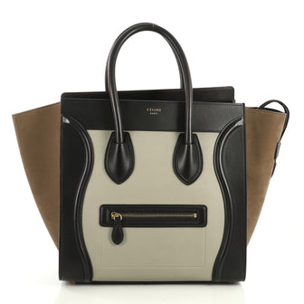 Celine Tricolor Luggage Handbag Leather Mini Black 440141