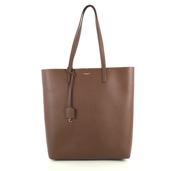 Saint Laurent Shopper Tote Leather Tall Brown 440171