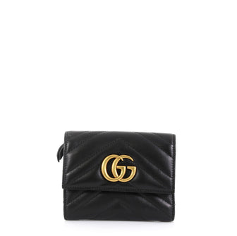 Gucci GG Marmont Continental Wallet Matelasse Leather Compact Black 440217