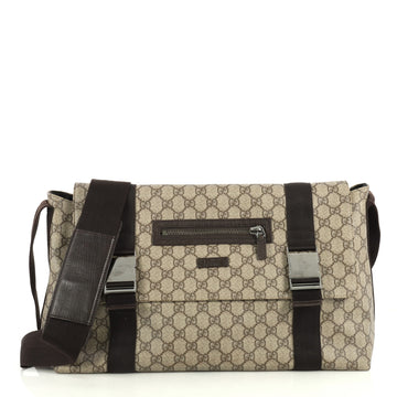 Gucci Messenger Buckle Bag GG Coated Canvas Large Brown 4405916