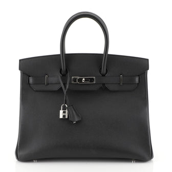 Hermes Birkin Handbag Black Epsom with Palladium Hardware 35 Black 4405919