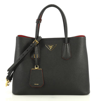 Prada Cuir Double Tote Saffiano Leather Small Black 4405929