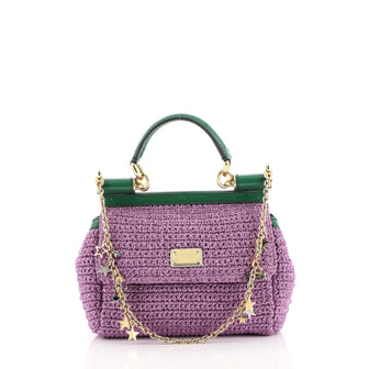 Dolce & Gabbana Miss Sicily Bag Woven Raffia Small Purple 4405930