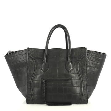 Celine Phantom Bag Crocodile Embossed Leather Medium Black 4405934