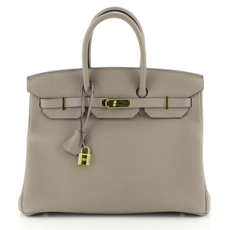 Hermes Birkin Handbag Grey Togo with Gold Hardware 35 Gray 4405936