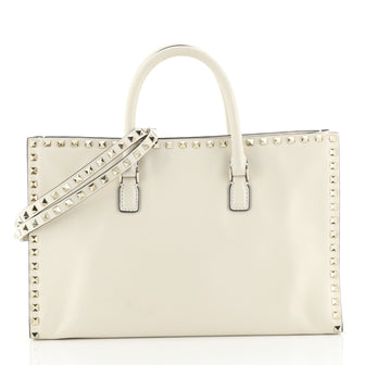 Valentino Rockstud Convertible Tote Leather Medium Neutral 4405950