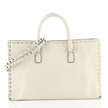 Valentino Rockstud Convertible Tote Leather Medium Neutral 4405950