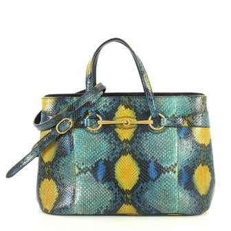 Gucci Bright Bit Convertible Tote Python Medium Blue 4405959