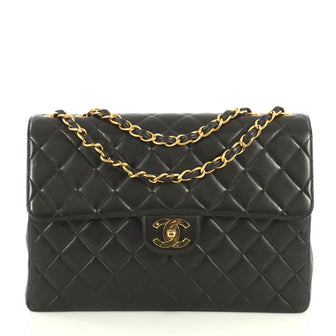 Chanel Vintage Classic Single Flap Bag Quilted Lambskin Jumbo Black 4405960