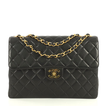 Chanel Vintage Classic Single Flap Bag Quilted Lambskin Jumbo Black 4405960