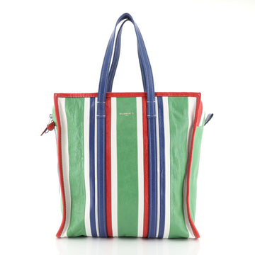Balenciaga Bazar Tote Striped Leather Medium Green 4405966