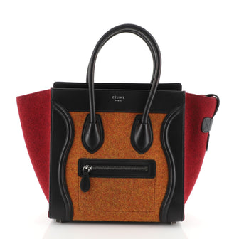 Celine Tricolor Luggage Handbag Felt Micro Multicolor 4405981