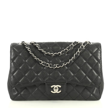 Chanel Vintage Classic Single Flap Bag Quilted Caviar Jumbo Black 4405982