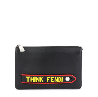 Fendi Vocabulary Pouch Inlaid Leather Small Black 4405988