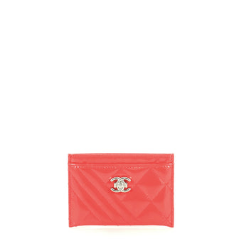 Chanel Coco Boy Card Holder Quilted Patent Pink 440623