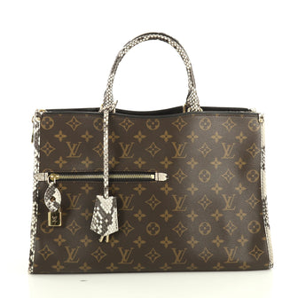Louis Vuitton Popincourt NM Handbag Monogram Canvas with Python MM Brown 440661