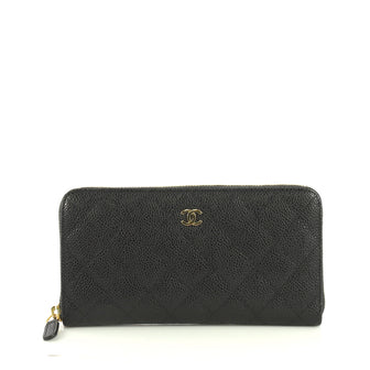 Chanel Zip Around Wallet Quilted Caviar Long Black 440672