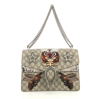 Gucci Dionysus Bag Embroidered GG Coated Canvas with Python Medium Brown 440691