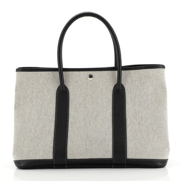Hermes Bolduc Twilly Garden Party Tote Toile and Leather 36 Black 4408811