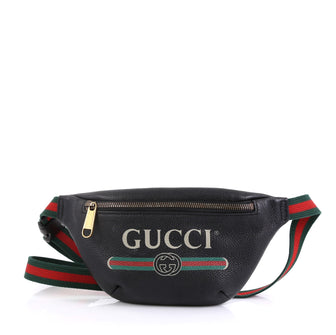 Gucci Logo Belt Bag Printed Leather Small Black 440911