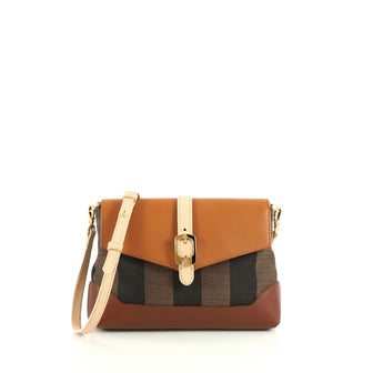 Fendi Pequin Crossbody Bag Canvas and Leather Mini Brown 4409310