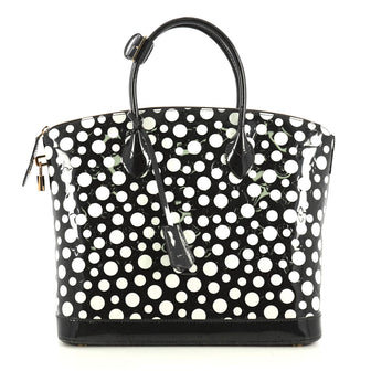 Louis Vuitton Lockit Handbag Kusama Infinity Dots Monogram Vernis MM White 440932