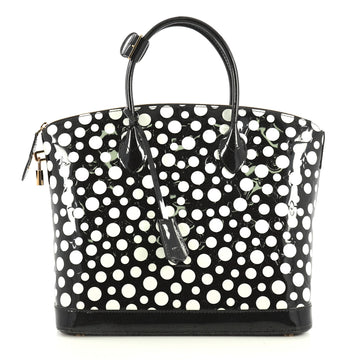 Louis Vuitton Lockit Handbag Kusama Infinity Dots Monogram Vernis MM White 440932