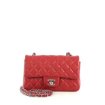 Chanel Classic Single Flap Bag Quilted Lambskin Mini Red 440938